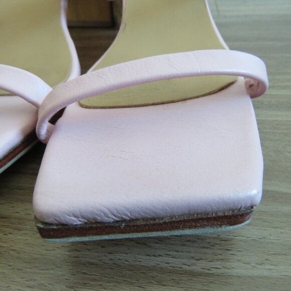 JAMES SMITH Sirenuse Strappy Leather Sandals Wood Block Heel Pastel Pink - Picture 5 of 16